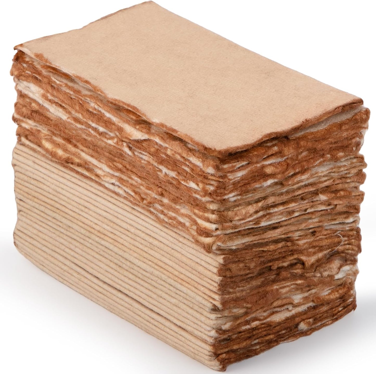 Wanderings Vintage Handmade Deckle Edge Folded Paper – Folded to 3.5"x2" – 150 GSM - 50-Pack – Textured Cotton Paper – Ideal for Place Cards, Blank Name Cards, Table Settings, Gift Tags, Love Notes