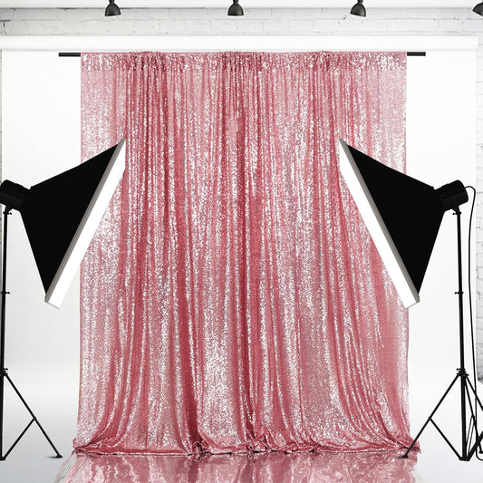 Eternal Beauty Fuchsia Pink Sequin Backdrop, 8x8 Ft Glitter Background Curtains for Shimmer Photography Party Wedding Birthday Back Drop Decor