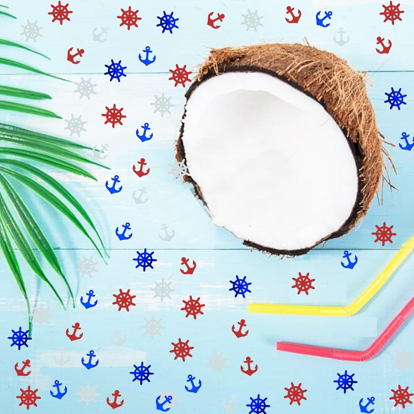 Confetti Anchor Rudder Party Favor Table Metallic Foil Party Decoration Nautical Baby Shower Birthday for Patriotic Wedding Engagement Bachelor Theme Red White Blue(Anchor)