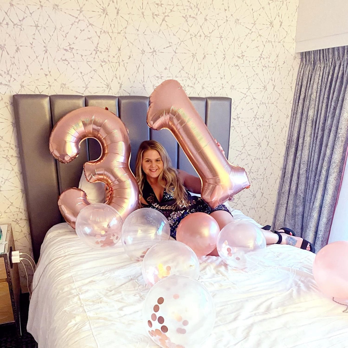 Rose Gold Number 3 Balloon for Girls, 40 Inch Large Number 0-9 Foil Mylar Helium Digital Balloons Set for Women Birthday Graduation Anniversary New Year Wedding Party Decorations Celebration Supplies