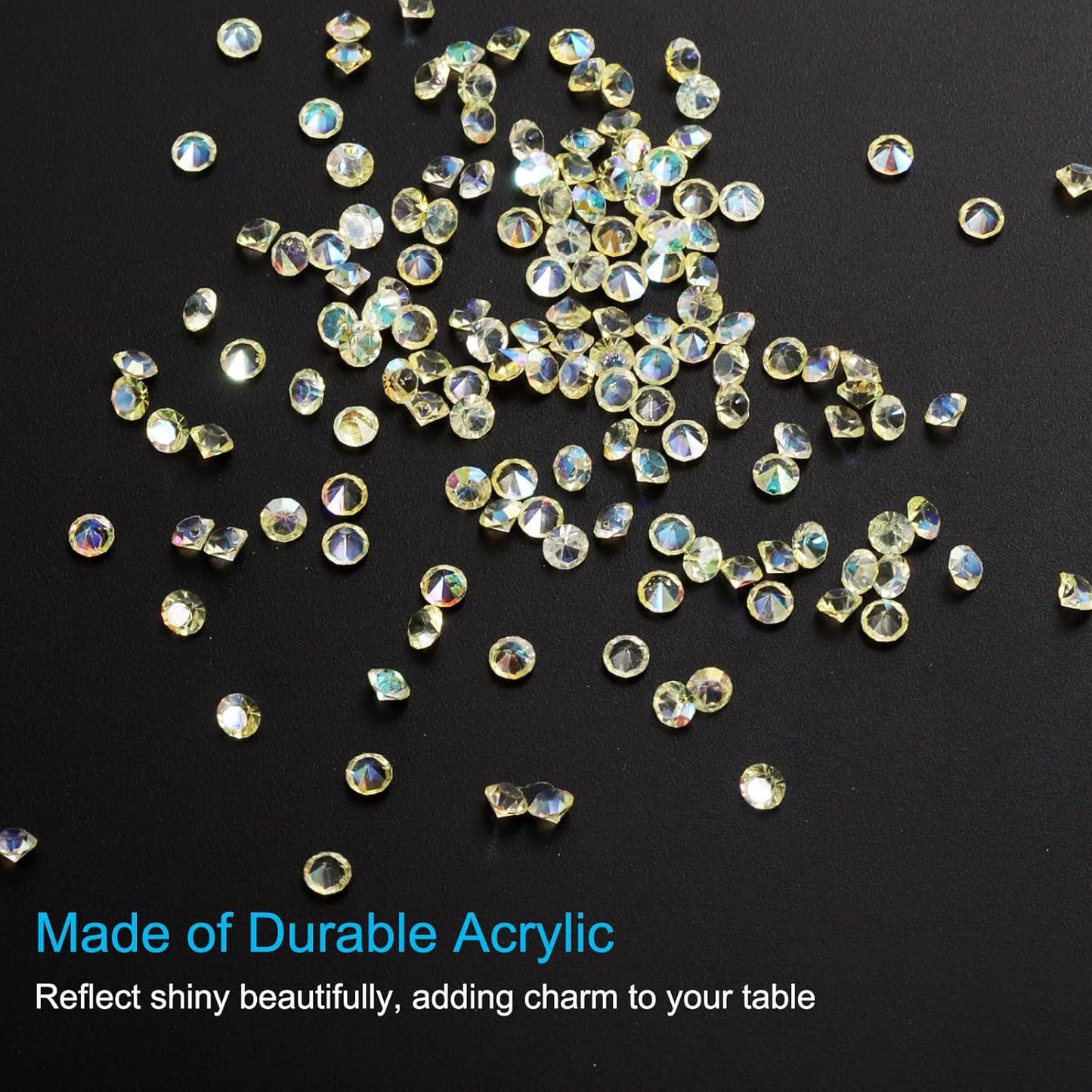 PATIKIL 14000Pcs Wedding Table Scatter Confetti Crystals 3mm Acrylic Diamonds Vase Fillers Gems for Table Centerpiece Decorations Bridal Shower Party, Light Yellow AB