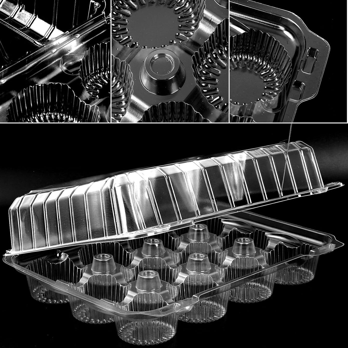 80 Pack Plastic Cupcake Containers 12-Compartment Clear Cupcake Boxes Disposable Cupcake Tray Holders 12 Cavity Cupcake Carriers with Deep Dome For Cupcake Muffin Packaging