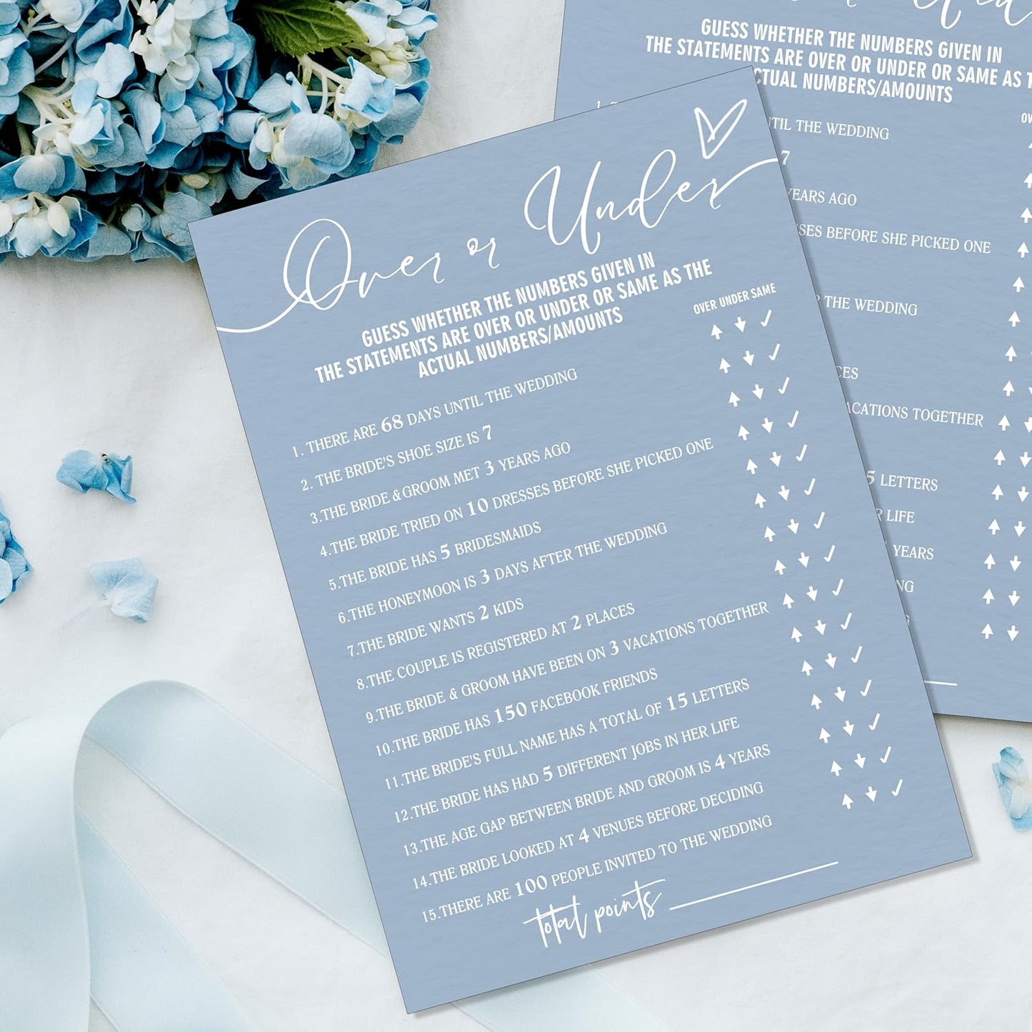 Fun Wedding Games Set - 25 Bridal Shower Games Cards, Wedding Game for Reception 25 Guest Cards (5 × 7 Inch), Minimalist White Newlywed Party Supplies - B13