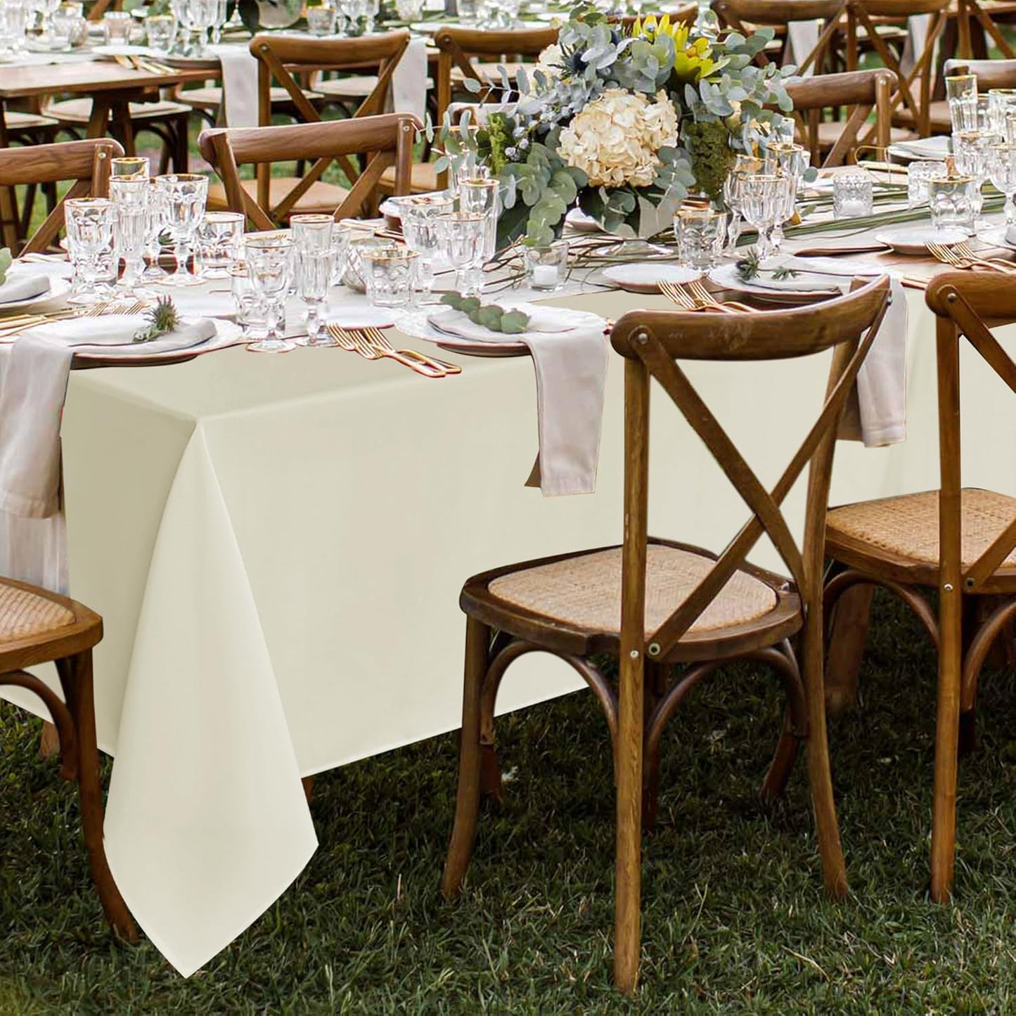 Fitable 8 Pack Rectangle Tablecloths: Stain Resistant Wrinkle Free Fabric Table Clothes, Washable Reusable Polyester Table Covers for Wedding Party Birthday Banquet Reception(Ivory, 60x102 Inch)