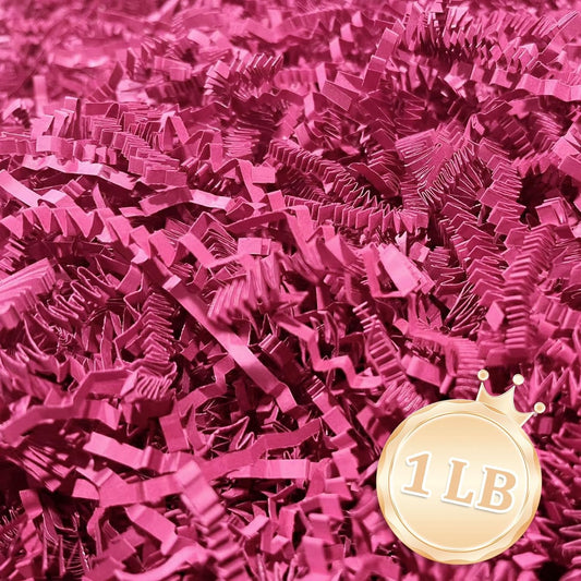 1 LB Fuschia Crinkle Cut Paper Shred Filler Great for Gift Wrapping, Fuschia Basket Fillers, Birthday, Gift Wrapping, Anniversary, Halloween Thanksgiving Christmas Party Decor Filling Supplies