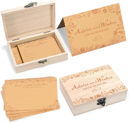Advice And Wishes For The Mr And Mrs, Wedding Advice Cards For Bridal Shower Decorations, Bridal Shower Games, Advice & Wishes Box For The Groom And Bride, Wedding Games For Reception, Style-002
