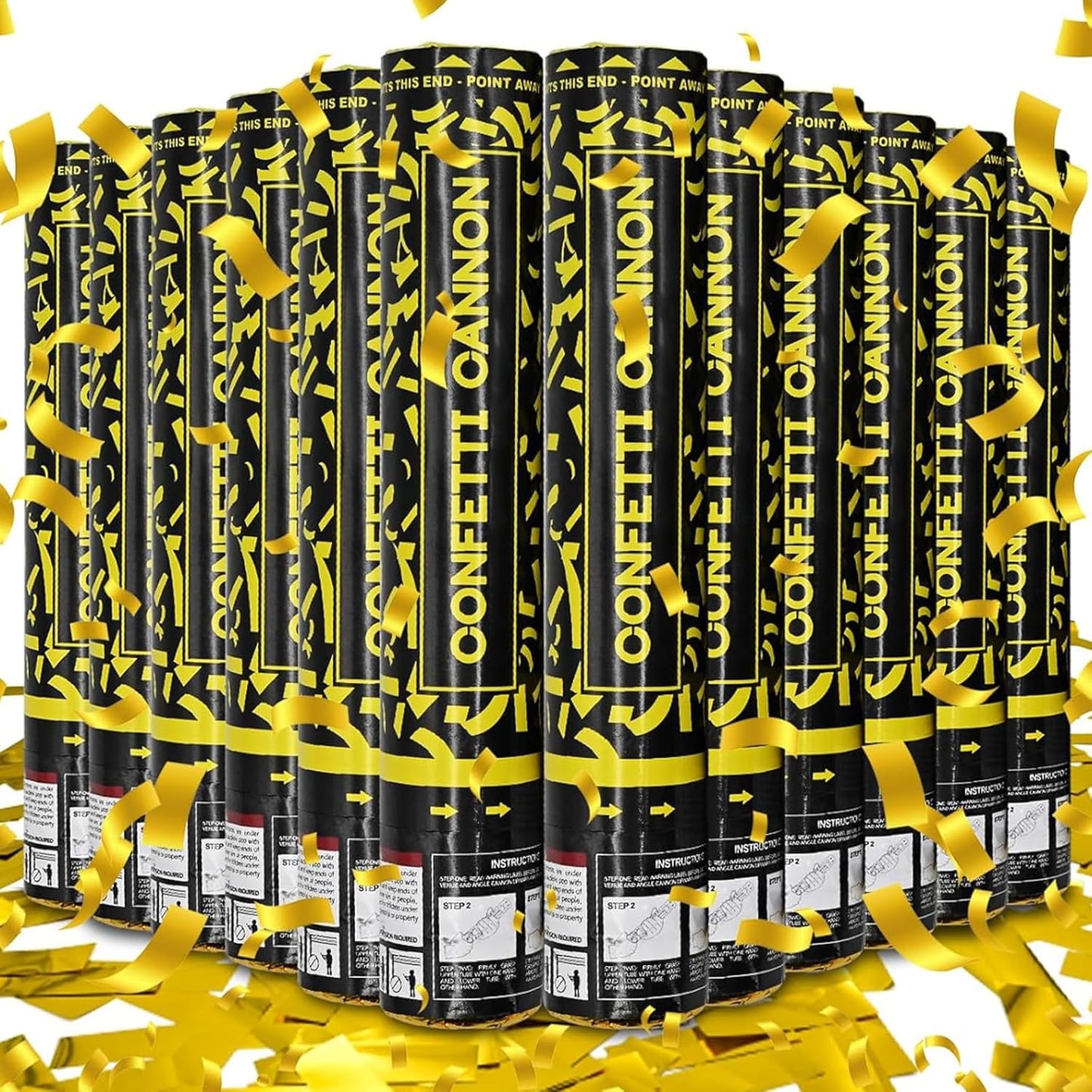 Gold Confetti Cannons 12 Pack - 12 inch Party Poppers with Gold Foil Confetti for Weddings, Birthdays, Graduations, Christmas, New Year Eve Party Supply