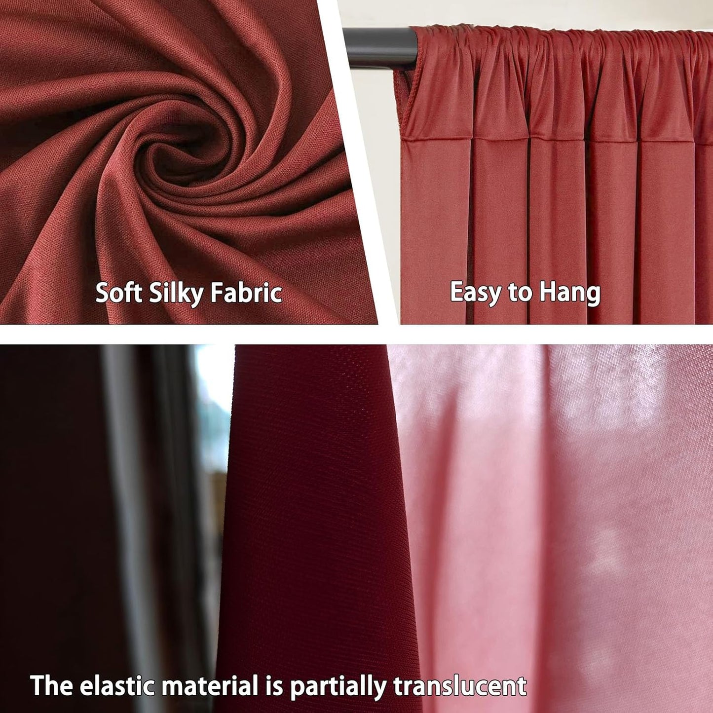 10 x 10 Feet Rust Backdrop Curtain for Partie, Background Curtains for Photoshoot, Birthday, Wedding, Halloween, Thanksgiving, Christmas Day, New Year Party Decorations 5Ft x 10Ft, 2 Panels