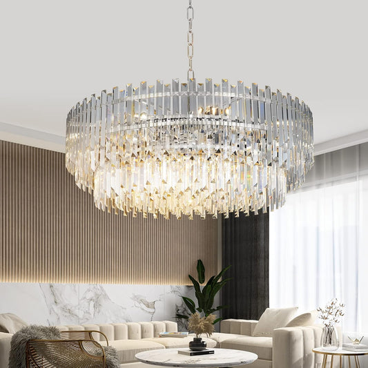 Crystal Chandelier Lighting 39'' for Dining Rooms Bedroom Foyer Entryway Ceiling Hanging Pendant Chandelier Light Fixture Lamp