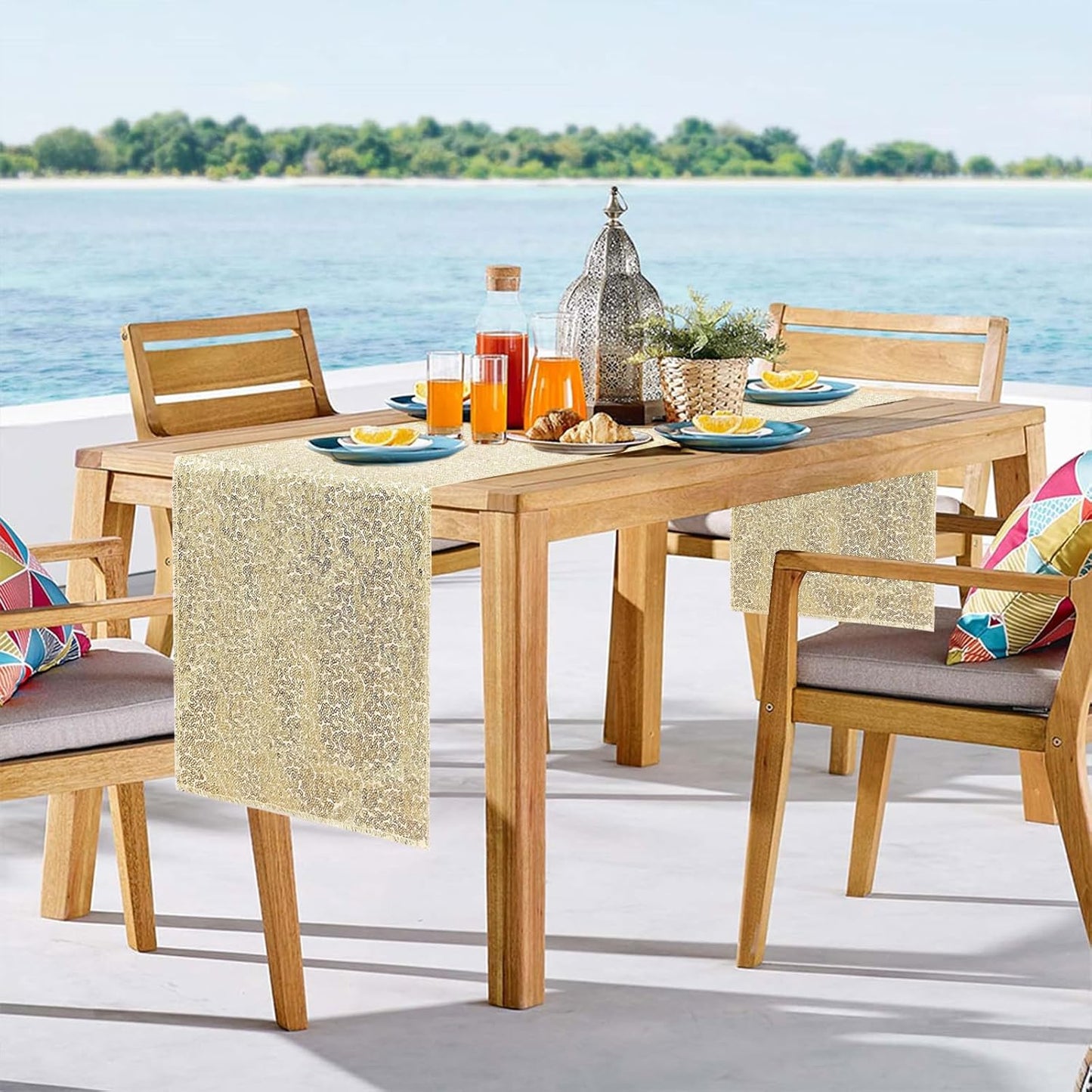 10 Packs 12 x 72 inches Sequin Table Runner, Champagne Glitter Table Runner for Birthday Party Supplies Wedding Engagement Baby Shower Holiday Celebration Event Decorations