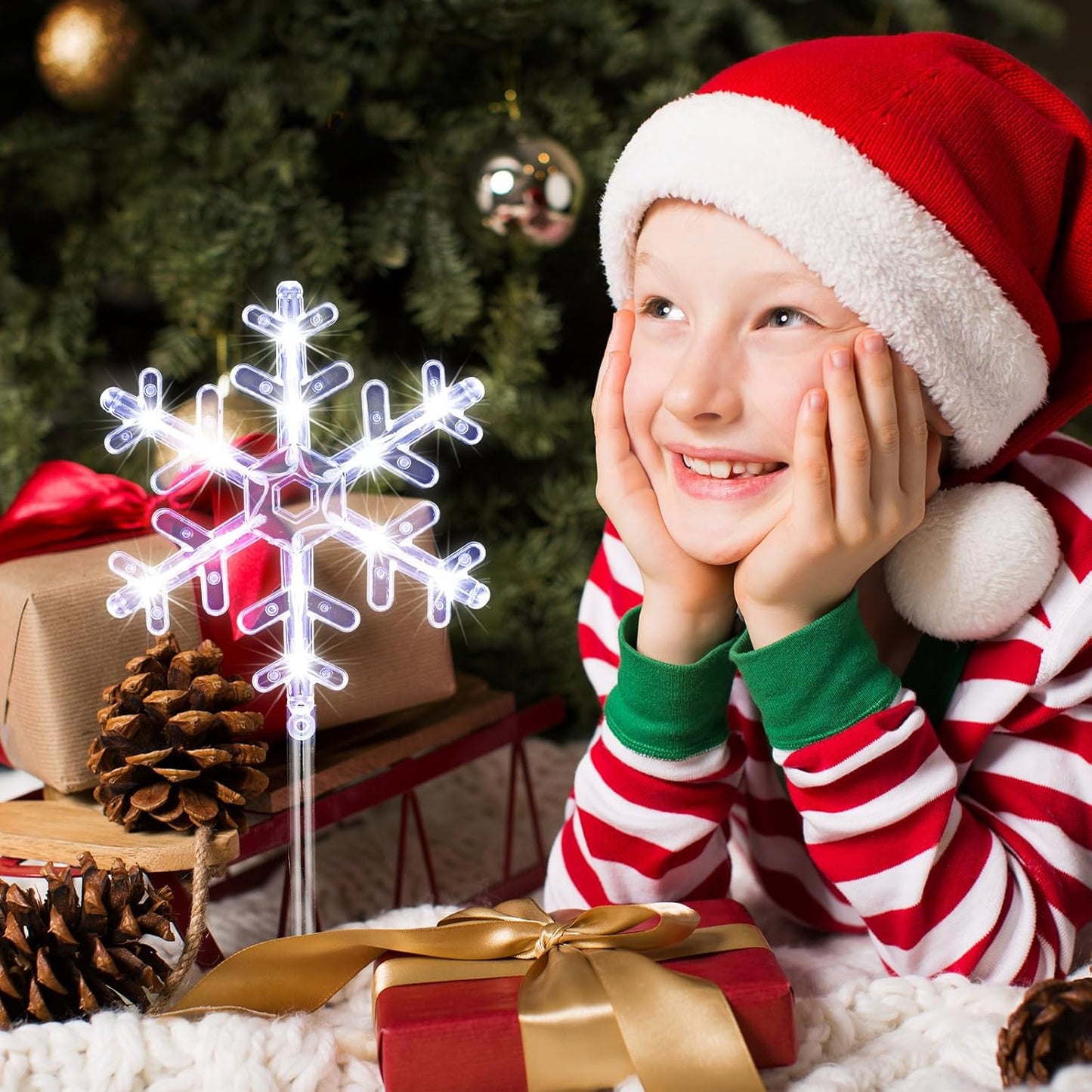 Riakrum 3 Pcs Lighted Christmas Tabletop Decorations Snowflake Table Decor Xmas Night Lights Battery Operated Christmas Centerpiece Lights Indoor for Holiday Winter Party Desk