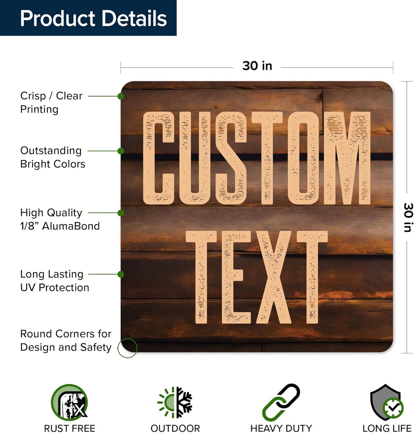 Custom Sign, Custom Street Sign, 11 Font Colors, 13 Font Styles, 4 Hole Options, 22 Sizes, 30x30 Inches, Rust Free DiBound, Fade Resistant, Made in USA by My Sign Center (Vintage Wood)