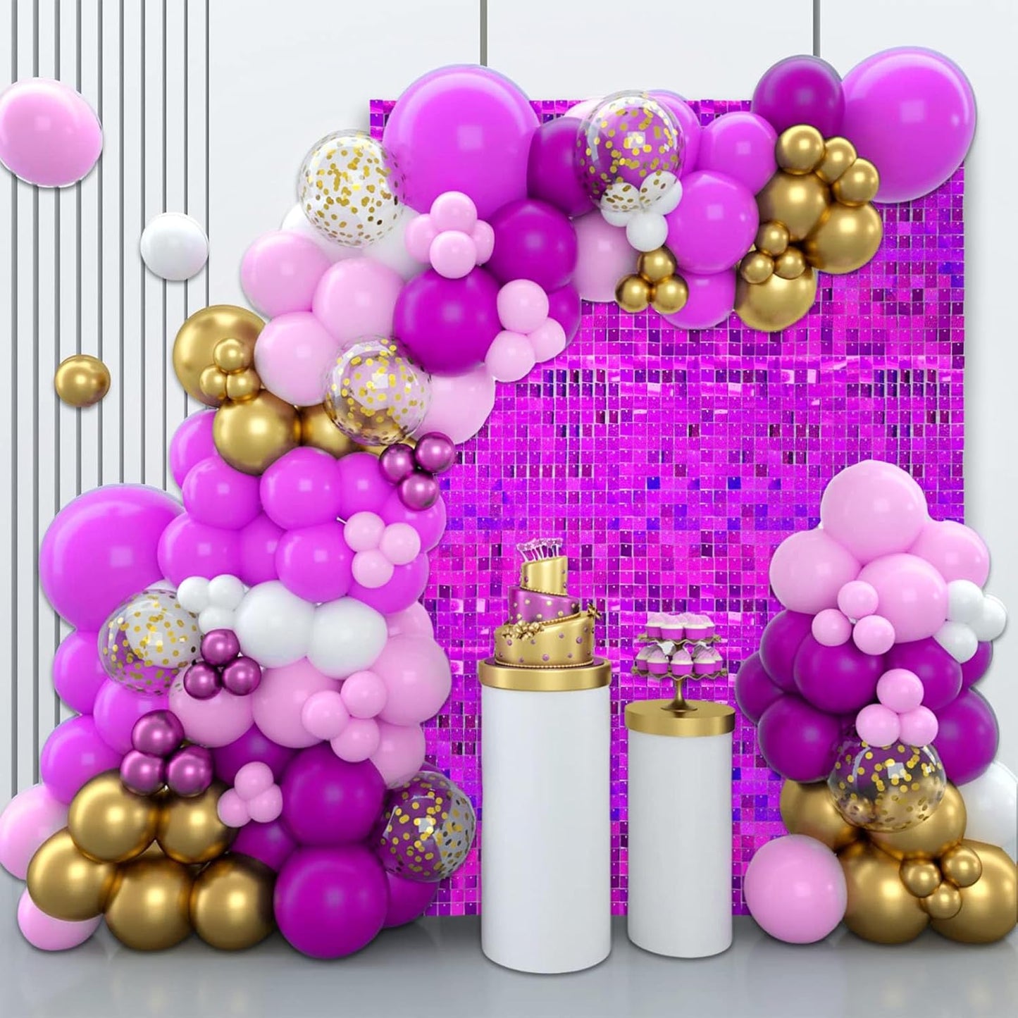 12PCS Purple Shimmer Wall Backdrop, Laser Square Sequin Photo Backdrops Panel, Glitter Wall Background for Birthdays, Weddings, Christmas, Engagements, Disco Bachelorette Party Decoration (3FTx4FT)