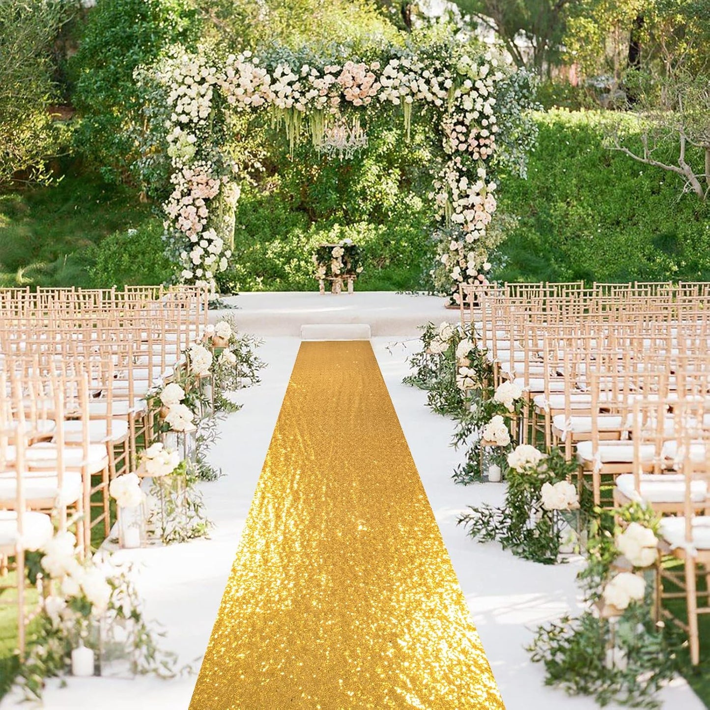 ShinyBeauty Aisle Runners for Weddings Sparkling Aisle Runner Decoration of Beach/Church Wedding (4FTx30FT,Gold)