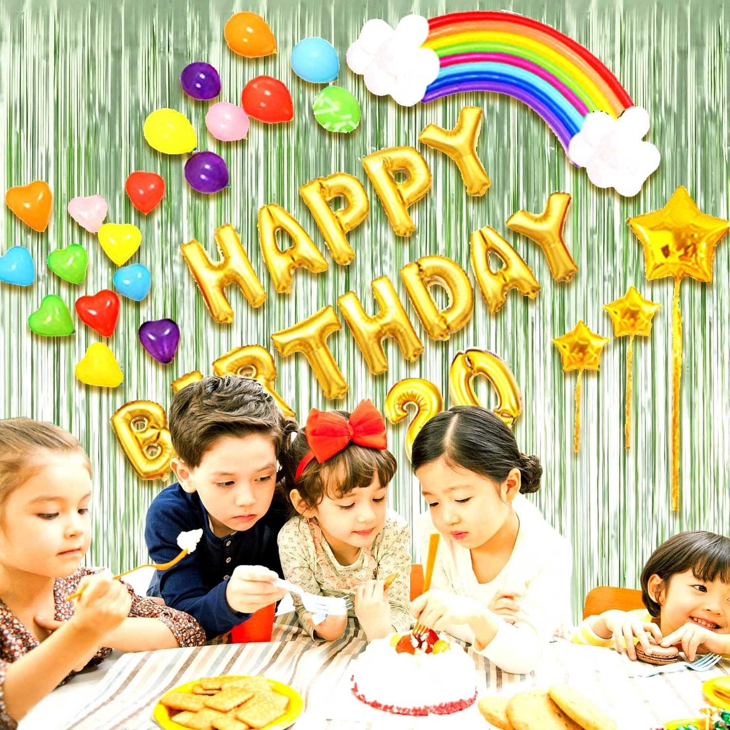 4 Pack Light Green Foil Fringe Curtain Backdrop, 3.28Ft x 9.84Ft Metallic Tinsel Streamers Curtains for Party, Photo Booth Props, Birthday, 2022 Graduation Decoration Supplies