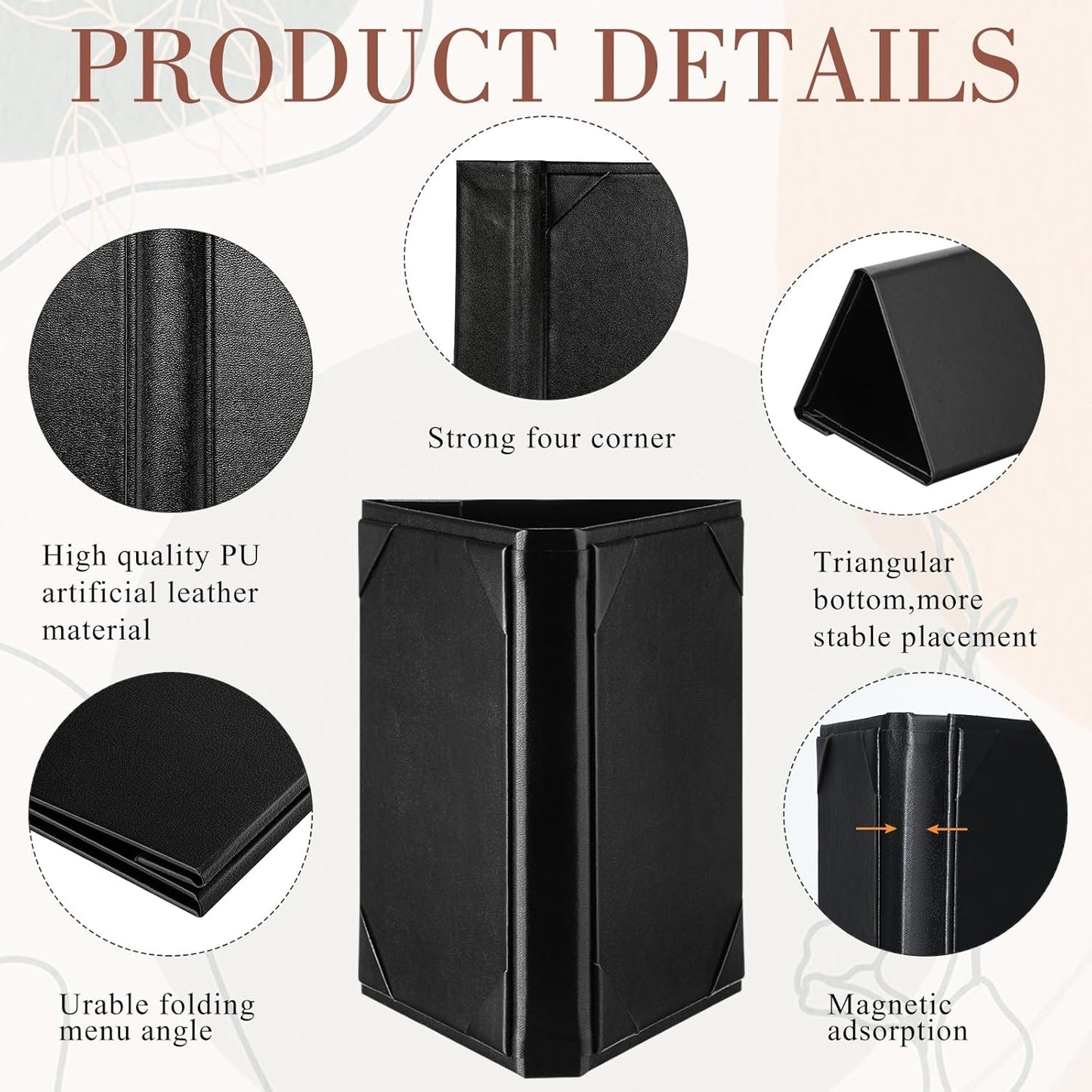 20 Pcs 5 x 7 Inch Triangle Menu Holders for Restaurant 3 Side Leatherette Table Tent Frame Menu Sign Cover Bulk for Restaurant Coffee Cafe Bar Wedding Drink Dessert