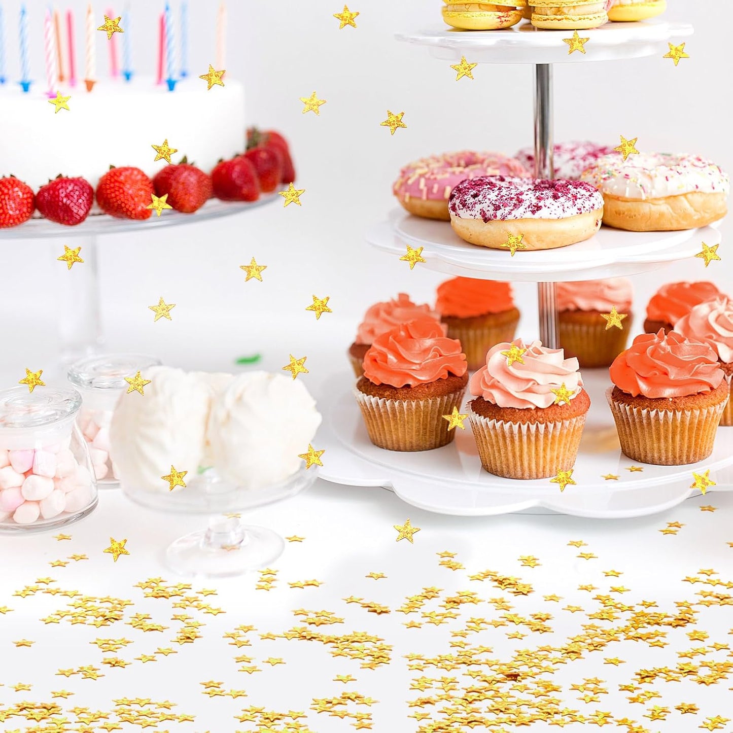 MARFOREVER Gold Star Confetti, Glitter Star Confetti Birthday Scatter Table Centerpiece Metallic Sequin Sprinkles Stars for Baby Shower Wedding Christmas Valentine Party Decorations