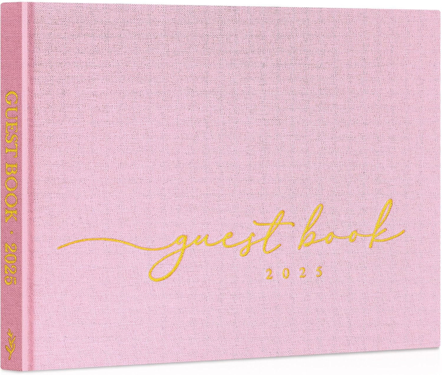 Lanpn Wedding Guest Book 2025 - Linen Hardcover Polaroid Guestbook Wedding Reception with 108 Blank Pages for Sign in and Photos - Guest Book for Wedding Bridal Shower Baby Shower Party (Pink)