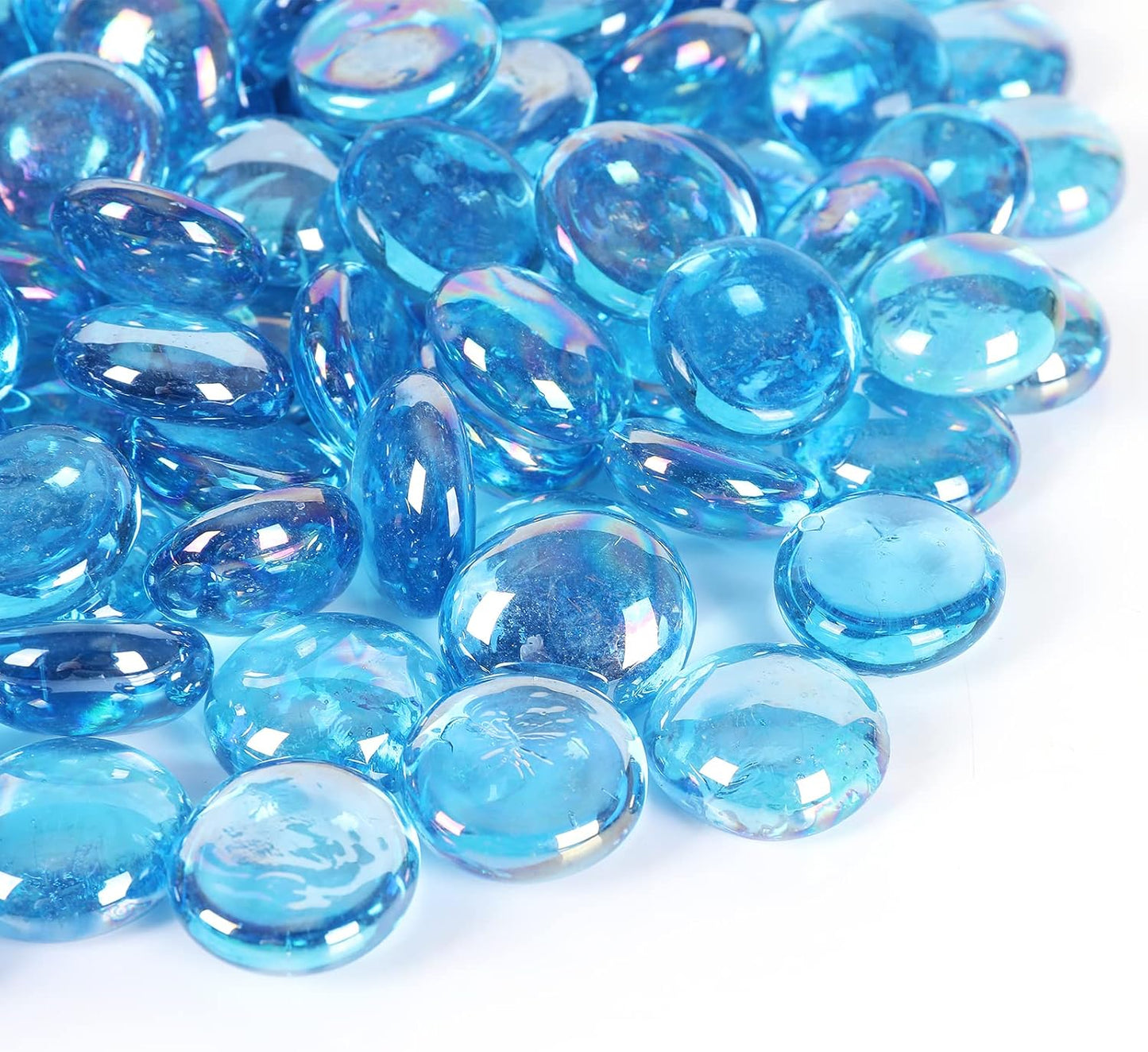 11LB Fire Glass Beads and Marbles for Outdoor Fire Pit and Fireplace, Glass Gemstones for Vase Filler, Aquariums, Hydroponics Plants, Home Decor and Christmas DIY Craft, Turquoise