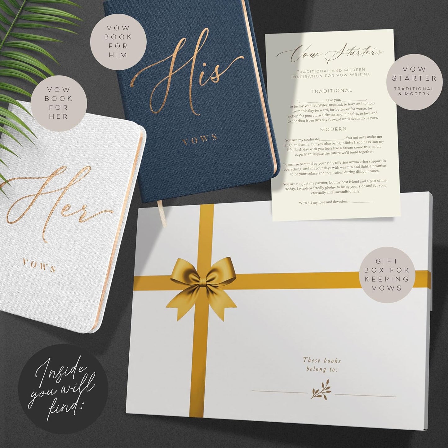 ARTESORI Vow Books His and Hers - Linen Wedding Vow Books Perfect as Bride & Groom Gifts, Wedding Registry Ideas - His & Hers Gifts Wedding Vow Book - Wedding Essentials & Accessories (White & Navy)