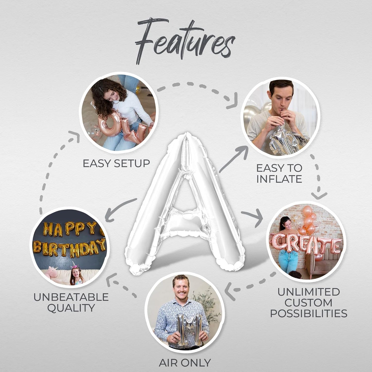 Letter Balloons - LETS GO GIRLS 16" Inch Alphabet Letters Foil Mylar Balloon Bachelorette or Hen Party Banner (White)