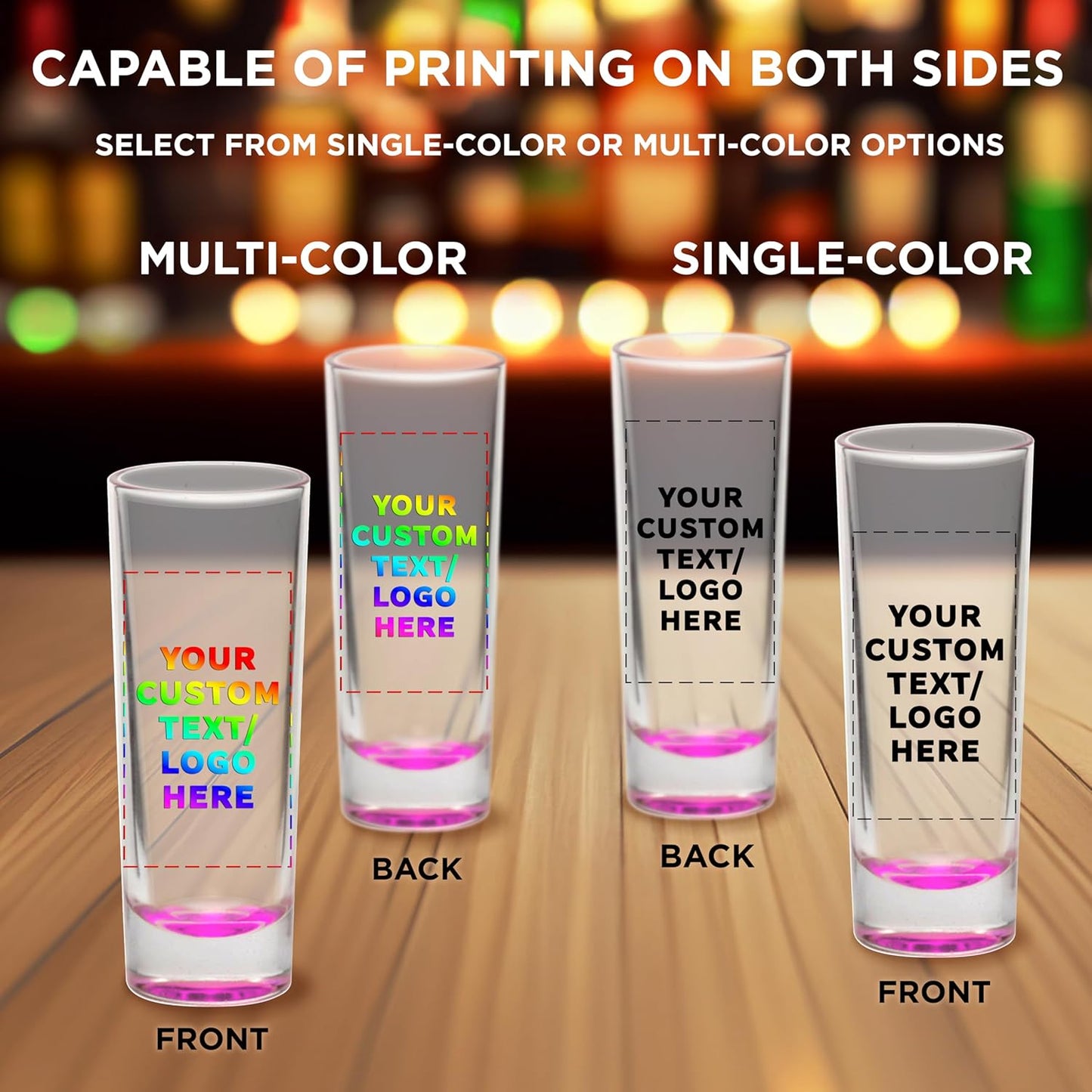Custom Cordial Shooter Shot Glasses 2 oz. Set of 100, Personalized Bulk Pack - Great for Birthdays, Parties, Indoor & Outdoor Events - Pink
