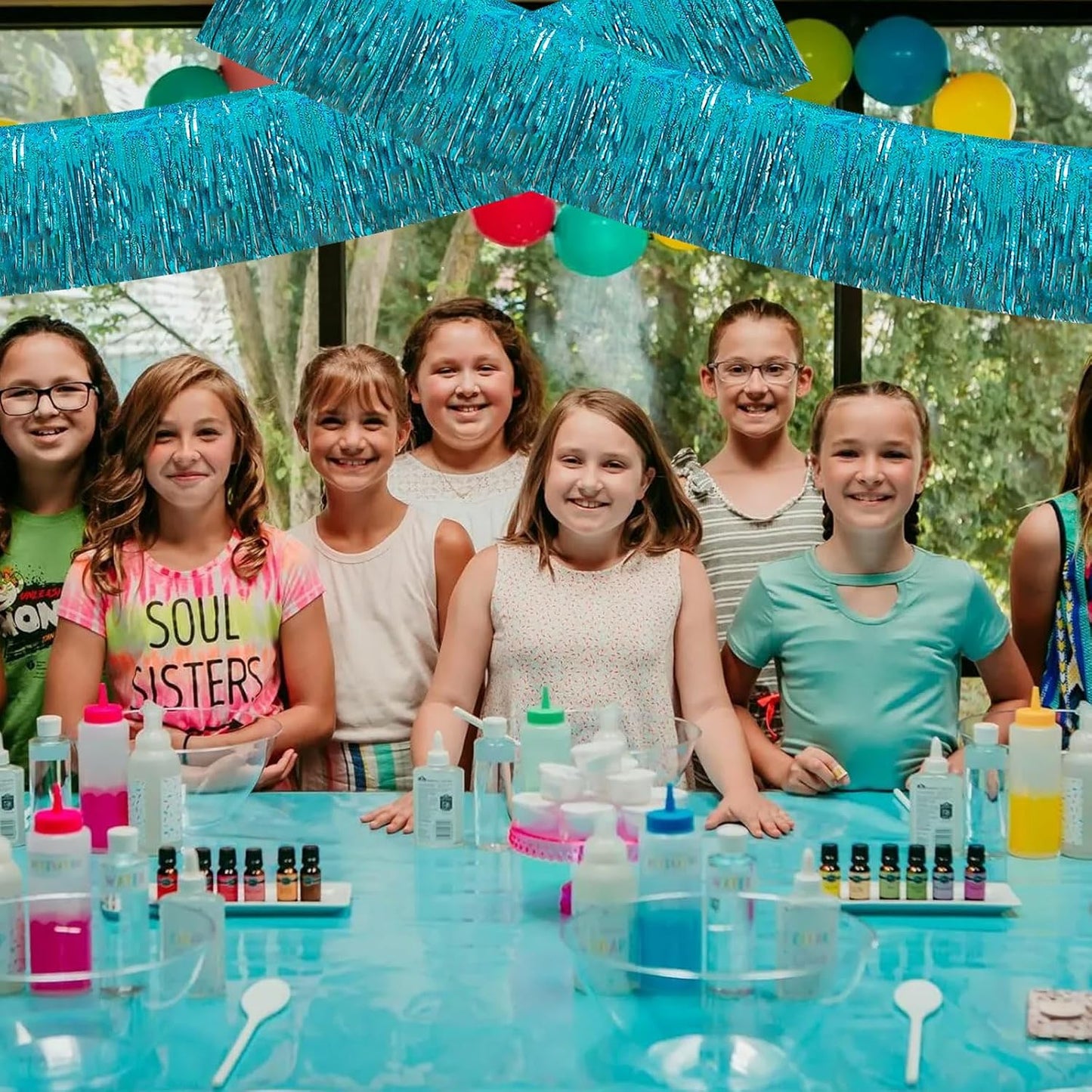 BEISHIDA 3 Packs Metallic Foil Fringe Garland Laser Lake Blue Wall Hanging Tinsel Fringe Banners for Car Floats Bridal Shower Wedding Birthday Easter Graduation Holiday Party Decoration(30 Feet)