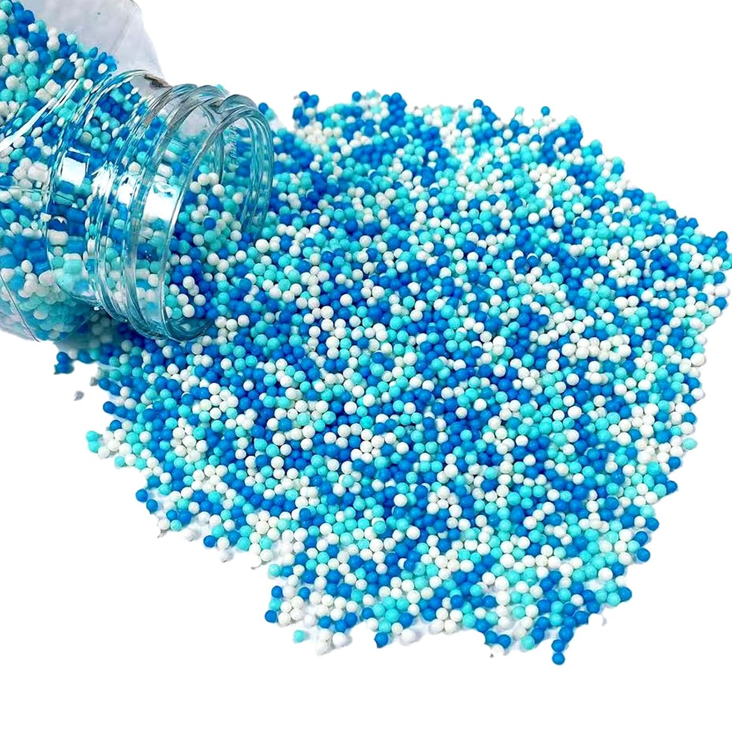 Sentovac Blue and White Nonpareils Sprinkles Edible 2mm Mini Peals Sprinkle for Cake Decorating Sugar Candy Cookie Cupcake Topper Baking Decorations Halloween Christmas Baby Shower Supplies