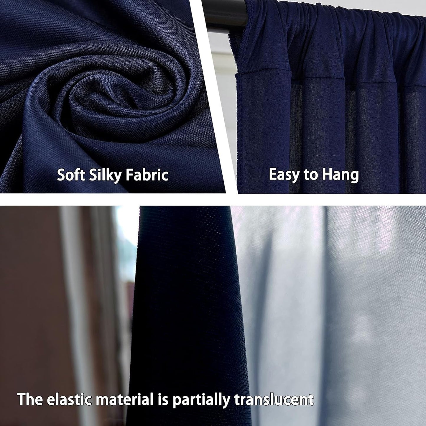 10 x 10 Feet Navy Blue Backdrop Curtain for Partie, Background Curtains for Photoshoot, Birthday, Wedding, Halloween, Thanksgiving, Christmas Day, New Year Party Decorations 5Ft x 10Ft, 2 Panels