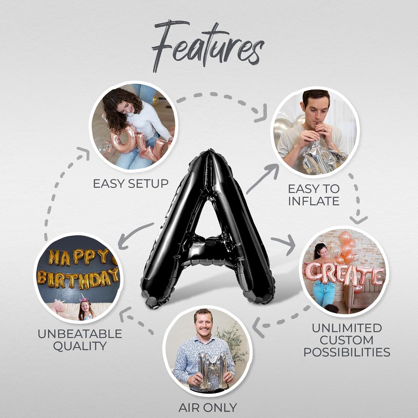 Letter Balloons - LETS GO GIRLS 16" Inch Alphabet Letters Foil Mylar Balloon Bachelorette or Hen Party Banner (Black)