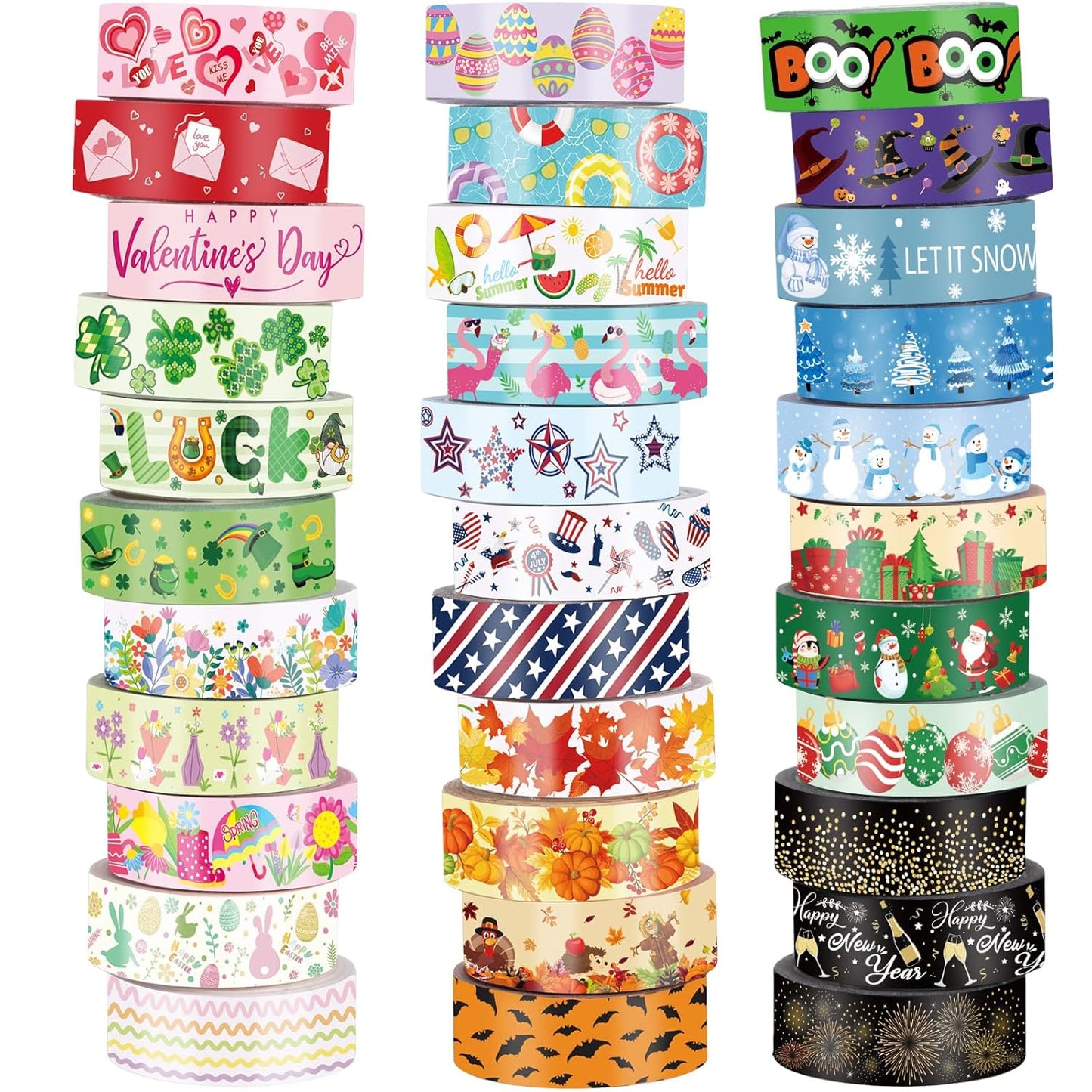 TaoBary 33 Rolls Holiday Plaid Washi Tape, 15 mm Seasonal Washi Tape Set Bohemian Colorful Vintage Cute for Card Wrapping Craft(Festive Style)