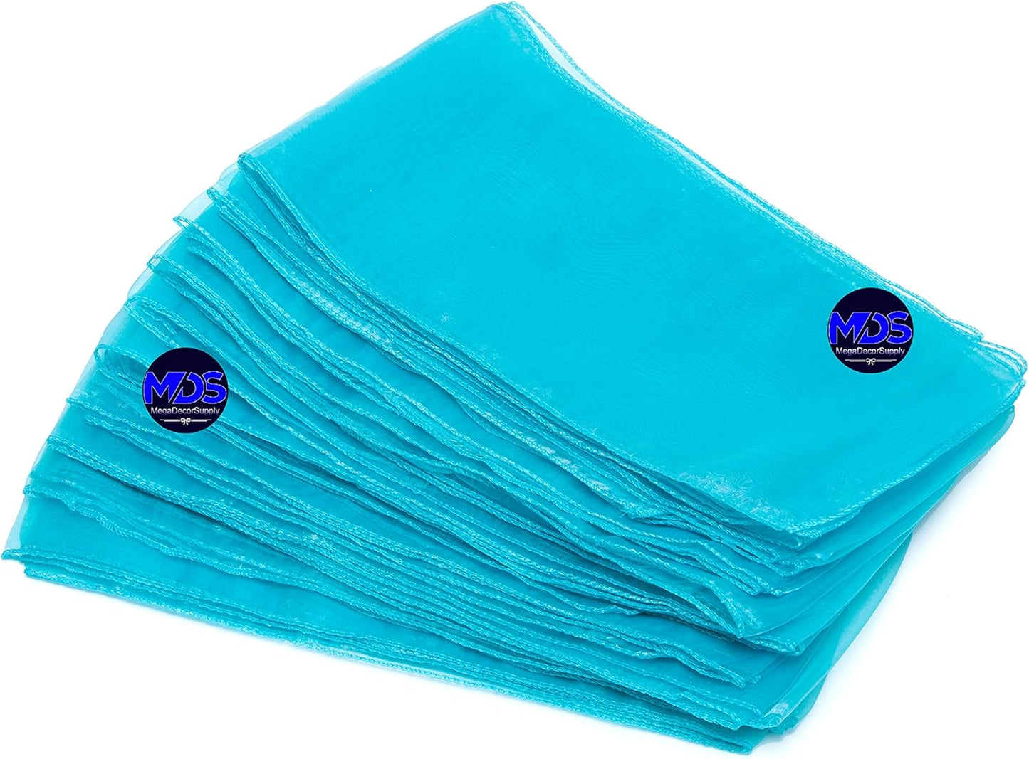MDS Pack of 10 PCS Organza Chair Sashes Wider Dining Chair Bows Ribbon Tie Back for Wedding Party Birthday Bridal Shower Reception Event Banquet Home Chair Cover Decoration - Light Teal