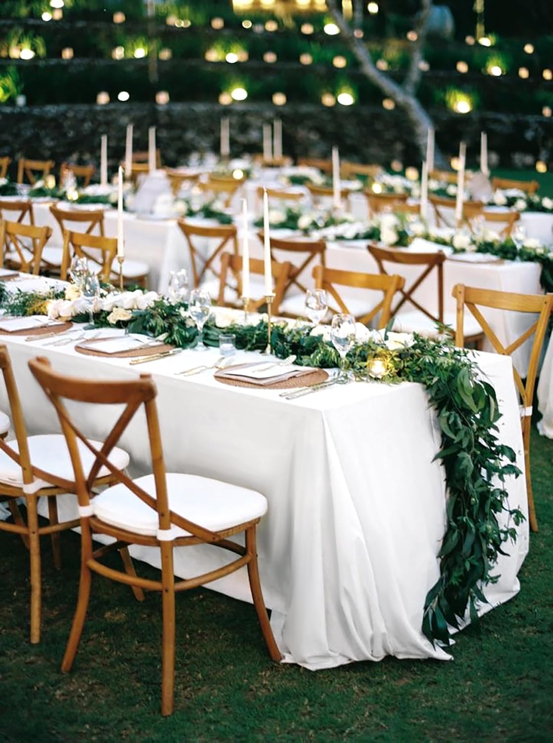 12 Pack Polyester Rectangle Tablecloth 90 x 132 Inch White Tablecloth for 6 Ft Rectangle Tables,Washable Fabric Table Covers Polyester Table Clothes for Wedding Parties Banque