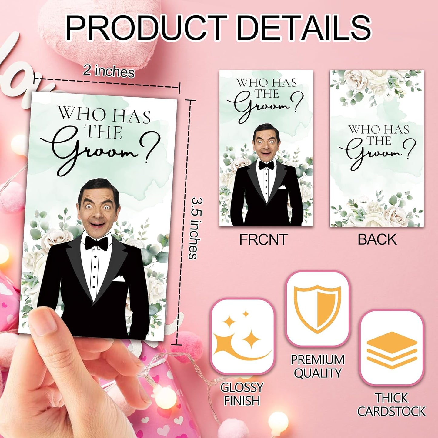 Who Has The Groom Bridal Shower Scratch Off Cards, 41Pcs Funny Floral Wedding Shower Scratch Off Cards, 3.5"x 2.1"Bachelorette Party, Bride Party Supplies Decorations-A01