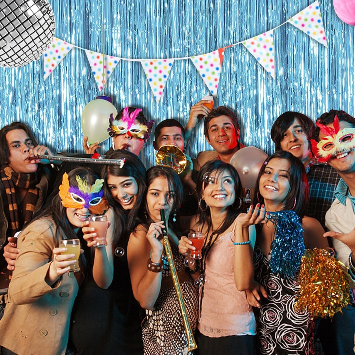 10 Pack Blue Backdrop Curtain Tinsel Streamers Ocean Themed Decor Birthday Party Decorations Foil Fringe Backdrop Graduation Baby Shower Bachelorette Winter Party Decorations Supplies