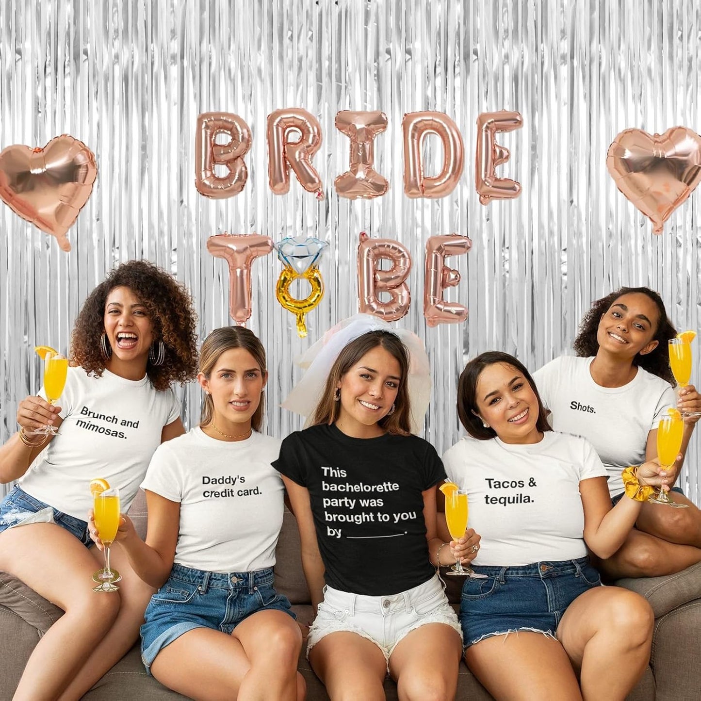 Silver Streamers Party Decorations - Thicken 4 Pack 3.2 x 8.2 FT - Black Tinsel Foil Fringe Backdrop Curtains, Photo Booth Props for Birthday, Graduation, Bachelorette, Prom, Engagement, Disco Party