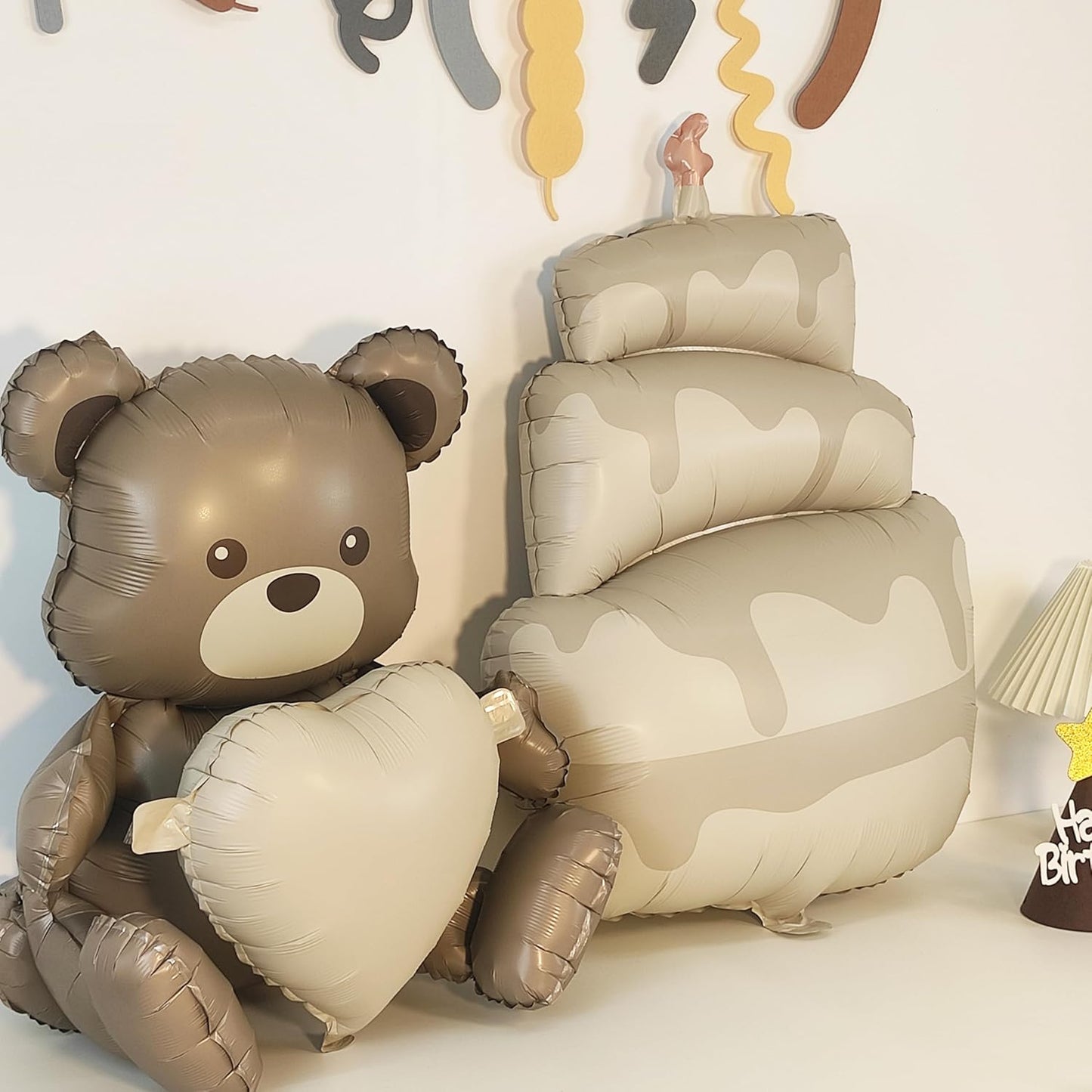 Matte 4D Big Brown Bear Balloons Cartoon Teddy Bear Party Supplies, Matte Bear Helium Mylar Foil Balloons For Jungle Woodland Animal Farm Safari Zoo Themed Party Decoration Home Decor