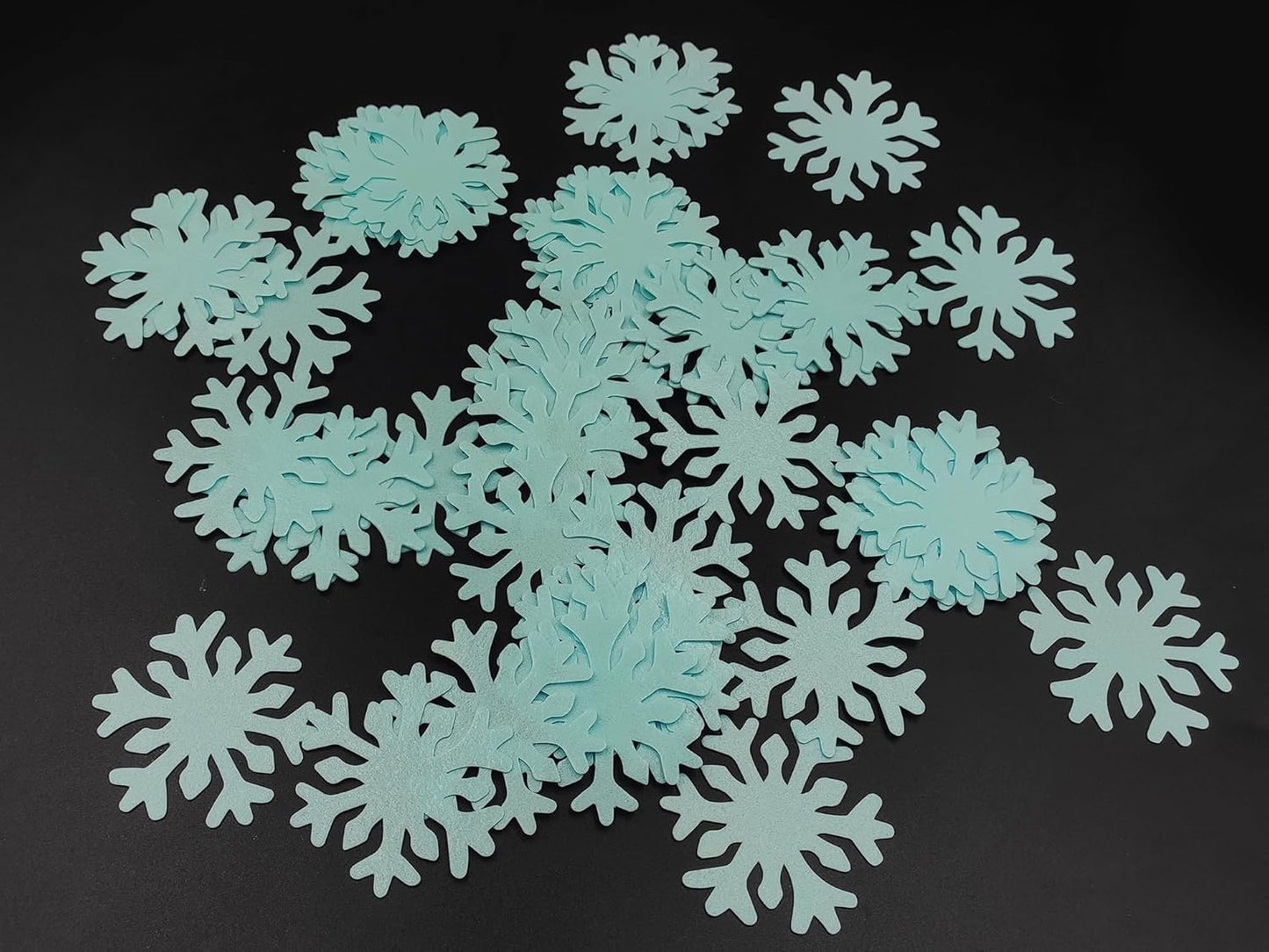 50pcs Edible Blue Snowflakes for Cake Decorating Cupcake Toppers for Christmas Winter frozen Theme Birthday Party Decorations