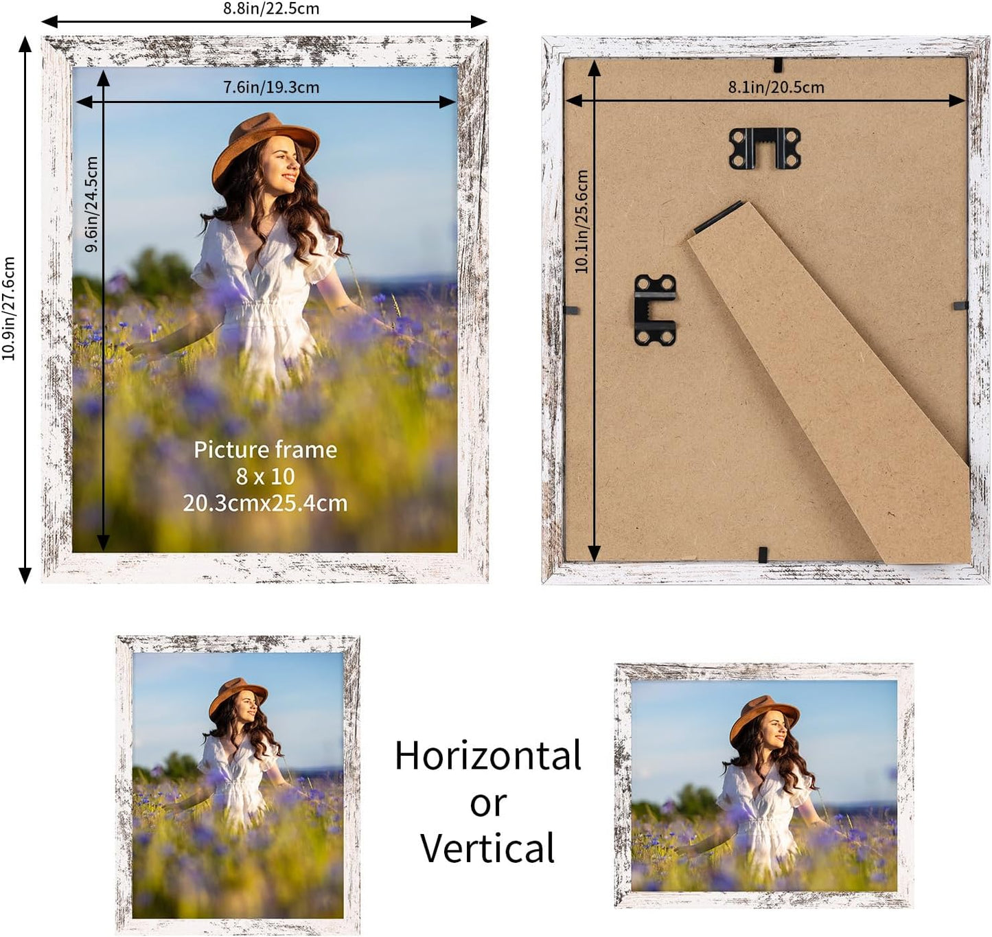 PETAFLOP Wooden Bulk 8x10 Picture Frame Set of 18, White Distressed Photo Frames Fits 8 by 10 for Wall or Tabletop Display