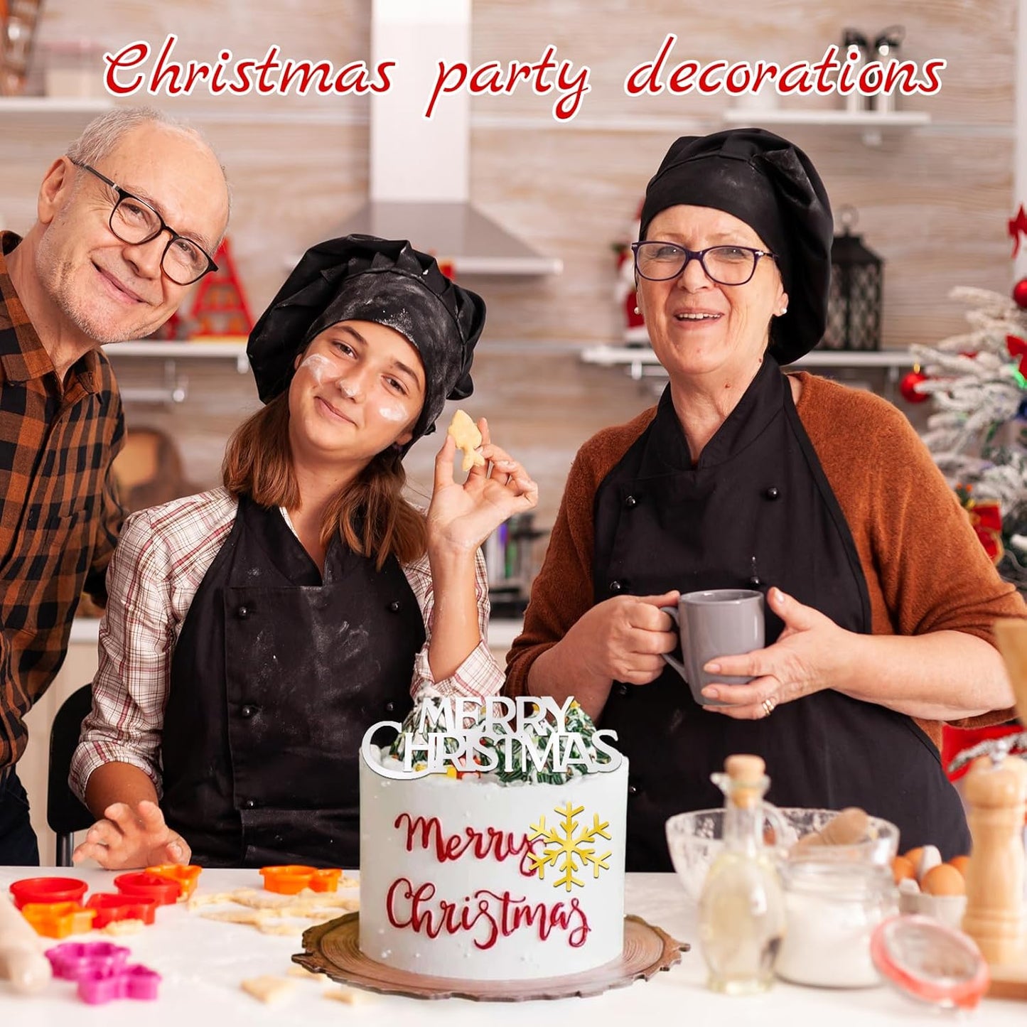 26 Pcs Merry Christmas Acrylic Cupcake Toppers Acrylic Mirror Snow Xmas Cupcake Picks New Year Party Cake Decorations