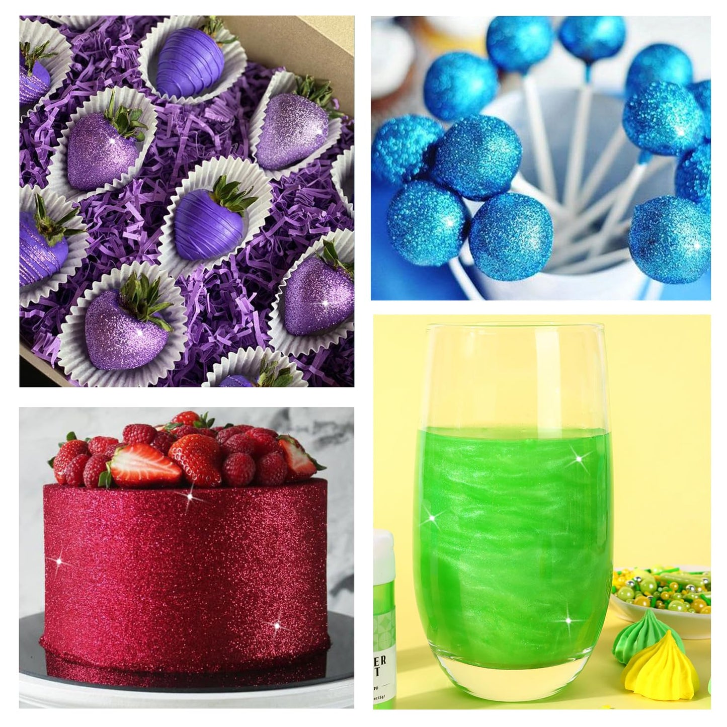 Green Edible Glitter for Cocktails, Luster Dust Edible 5g, Edible Glitter for Cake Decorating, Drinks Glitter, Perfect for Cupcakes, Baking, Chocolate, Strawberries, and Waffles(0.18oz, Green)