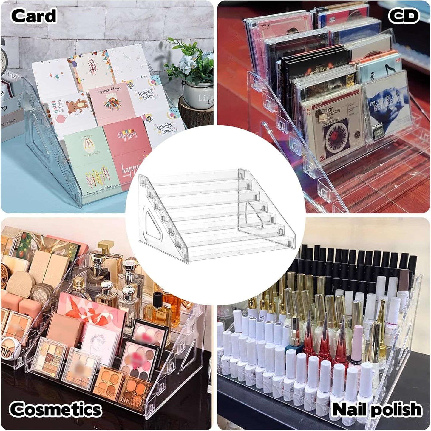 2 Pack 7 Tier Acrylic Card Display Stand, 7-tiers Versatile Display for Trading Cards,Greeting Card Display Stand,Portable Display Rack Holder for Graded Cards, PSA Cards,Sports Cards, Business Cards