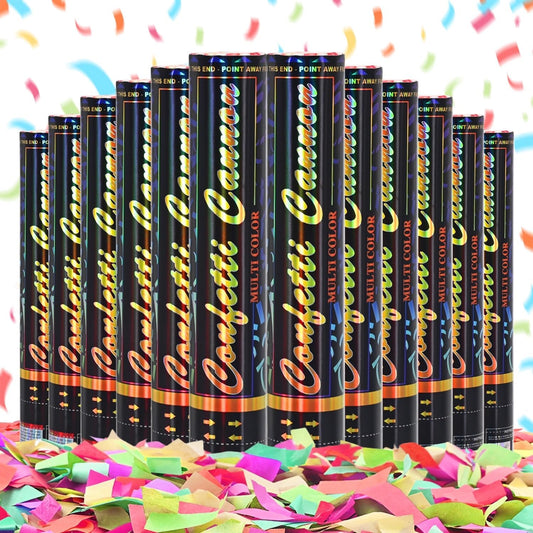 Confetti Cannon Multicolor 12 Pack Biodegradable Confetti Popper Party Confetti Shooters12 Inch Confetti Popper Cannons Confetti Poppers for Wedding,Birthday,Graduation, New Years Celebration