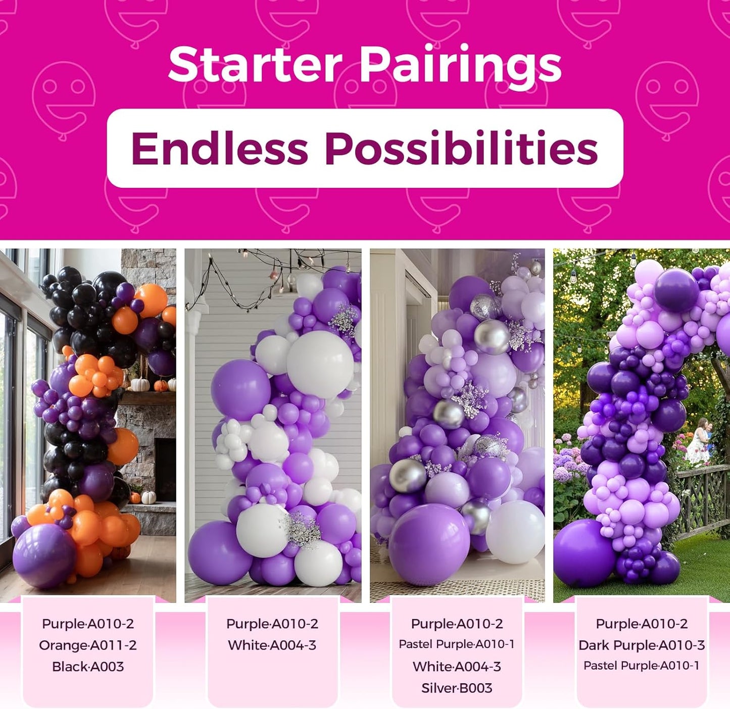 Bezente Purple Balloons Latex Party Balloons - 150 Pack 5 inch Matte Small Purple Helium Balloons for Birthday Wedding Bridal Shower Halloween Party Decorations