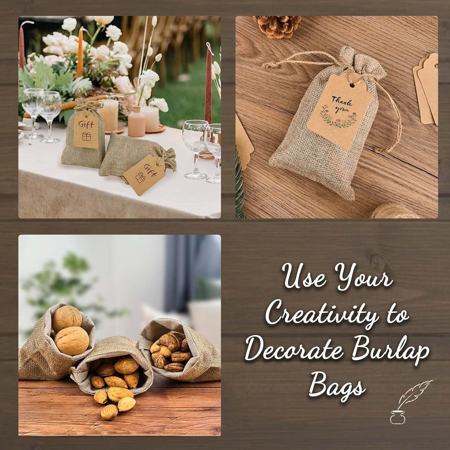 Jutieuo 25pcs Small Burlap Bags with Drawstring - 4x6 Inch Reusable Premium Linen Sacks Bags with Tag and String, Mini Gift Bag for Wedding Party Favor, Jewelry Pouches, Coffee, DIY Craft