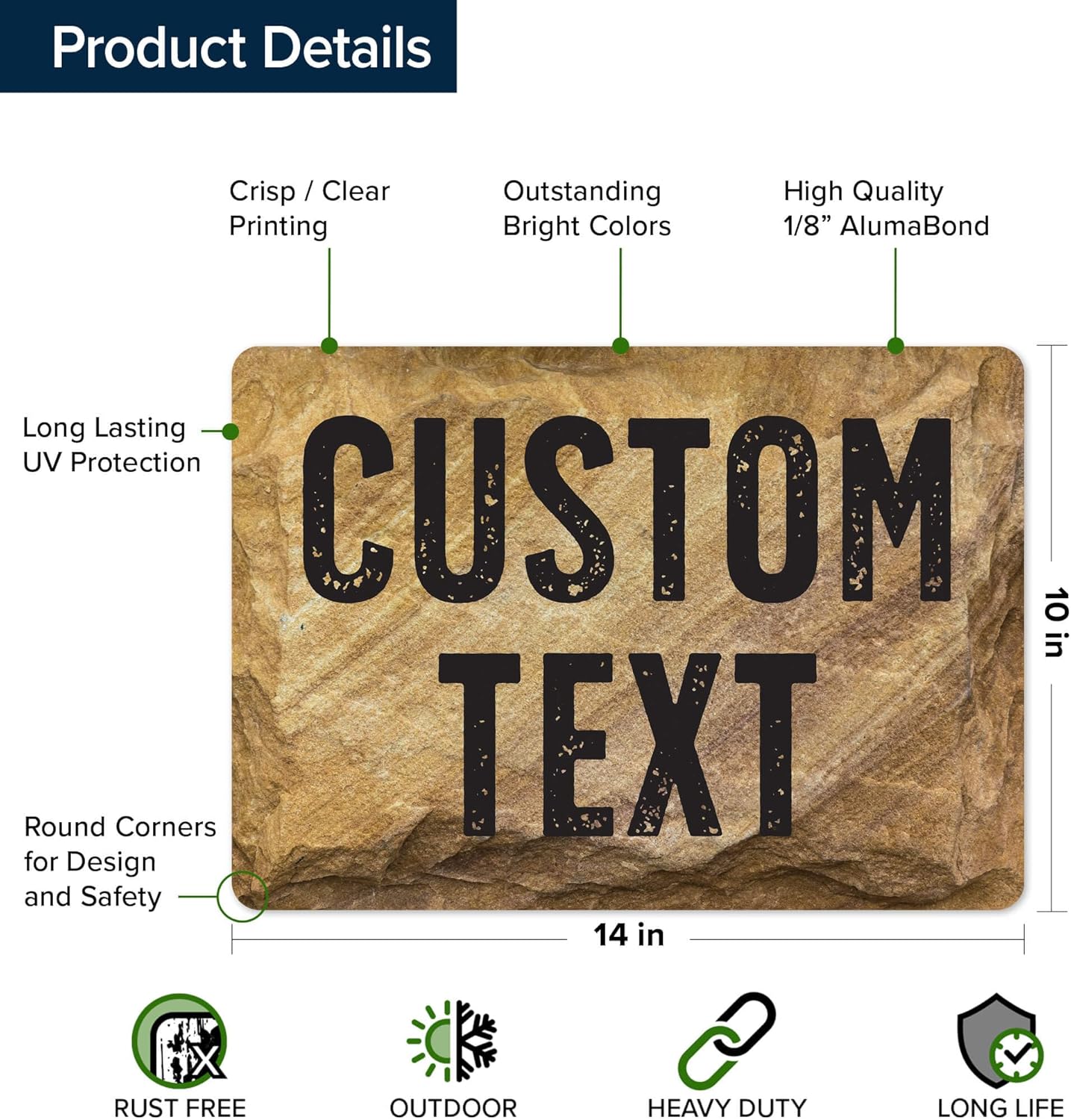 Custom Sign, Custom Street Sign, 11 Font Colors, 13 Font Styles, 4 Hole Options, 22 Sizes, 10x14 Inches, Rust Free DiBound, Fade Resistant, Made in USA by My Sign Center (Stone)