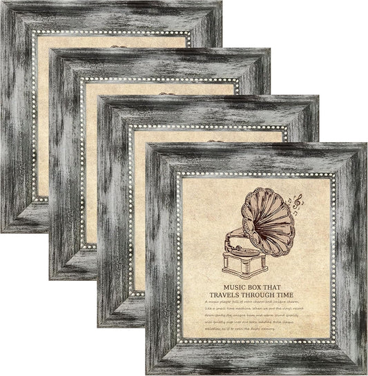 5x5 Picture Frame with Real Glass, 4 set Ornate Vintage Picture Frames for Wall or Tabletop Display, 5 x 5 photo Frame for Wall home best gift