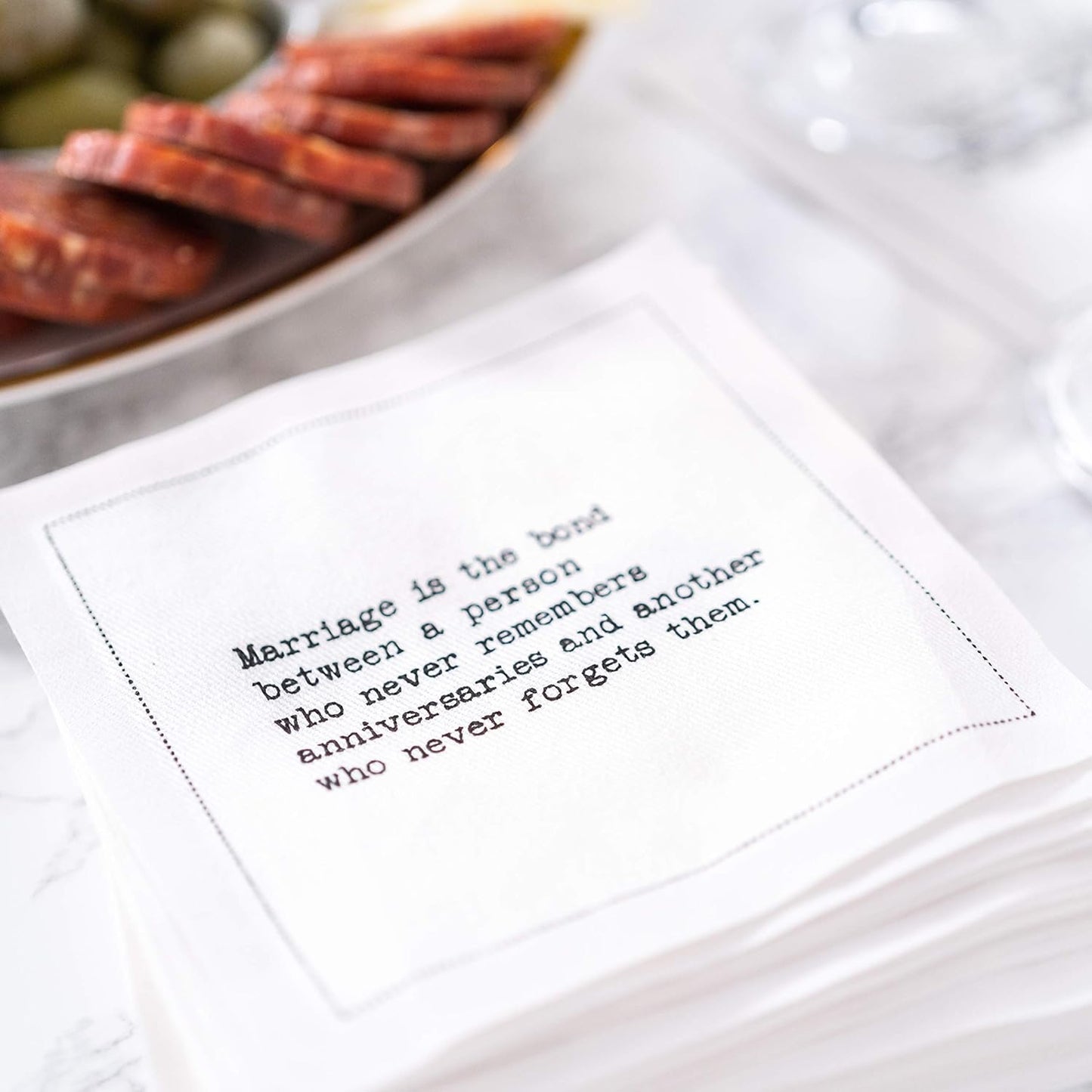 Five Star Napkins Marriage Quotes, White Cotton Cocktail Napkins, Beverage Napkins, Bar Napkins, Cloth Napkins, Party Napkins, Events, Holidays, Weddings, Birthdays, Disposable, 4.5" x 4.5"- (50x)