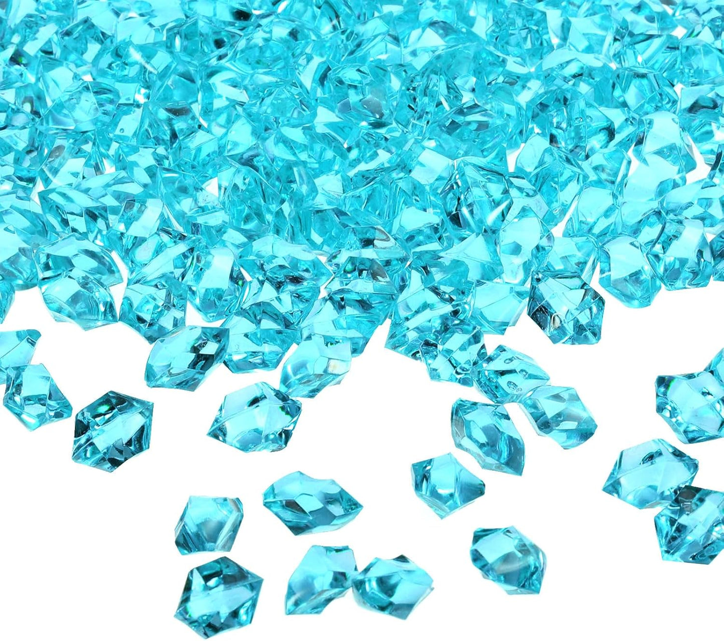 uxcell 1000pcs Fake Ice Rocks, Dazzling Clear Resin Crushed Ice Sparkling Fake Diamonds Gem Stones for Vases Fillers Table Scatter, Theme Party Favors, Light Blue