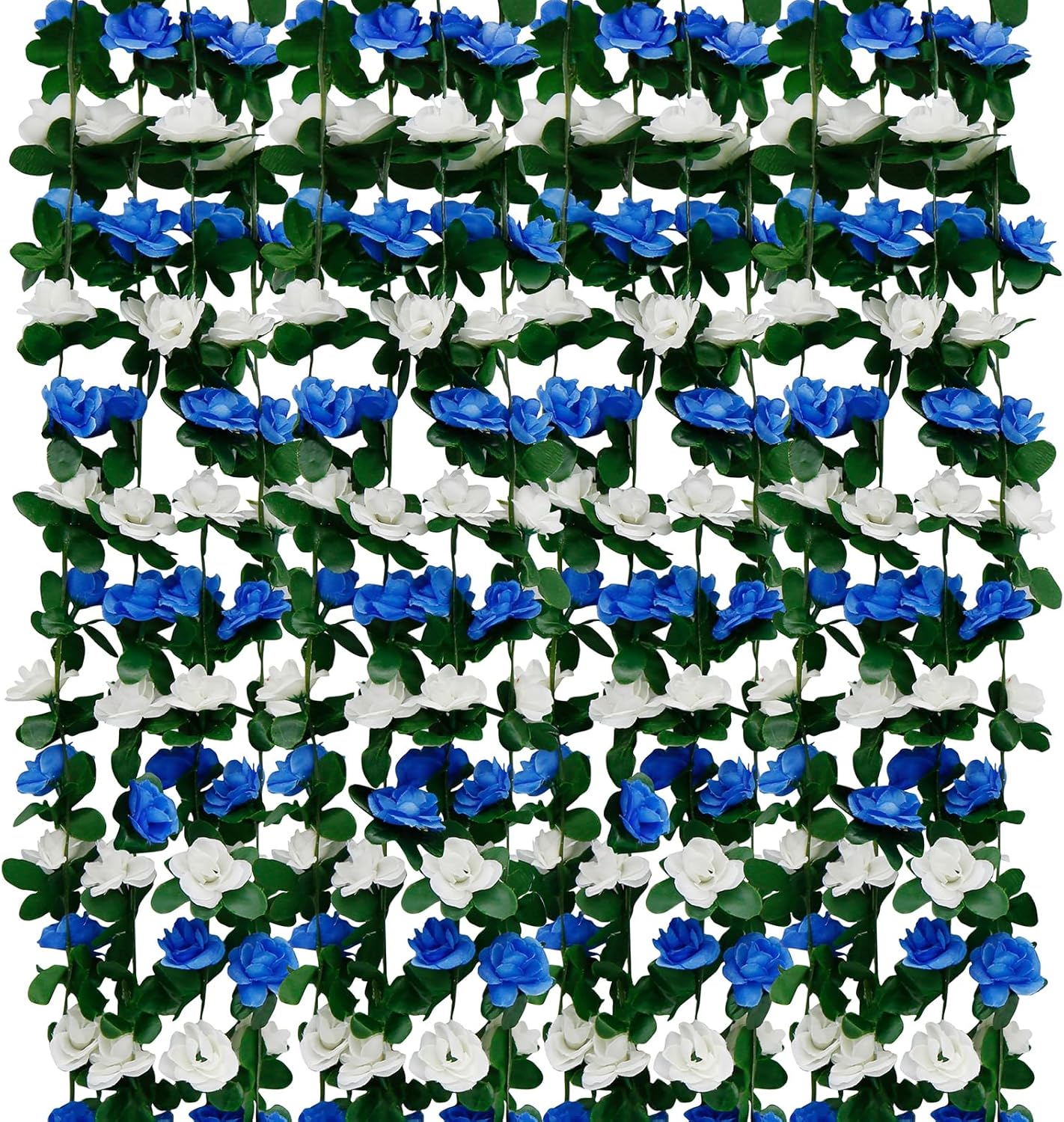 12 PCS 98.4 FT Artificial Flower Garland Rose Garland for Wedding Room Decor（12,Blue）